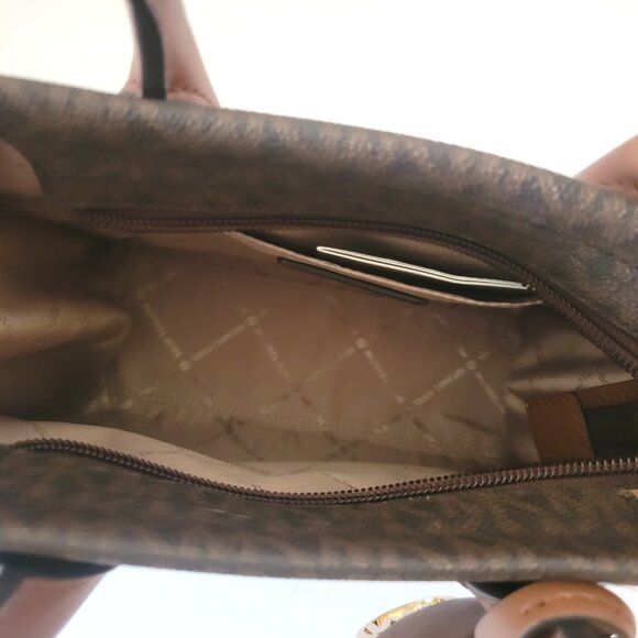Michael Kors Mirella Small Shopper Top Zip Crossbody Handbag Brown MK Logo - Picture 7 of 7